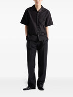 black short sleeve shirt, oversize fit, triangle logo, cotton nylon blend, Prada Spring-Summer 2025