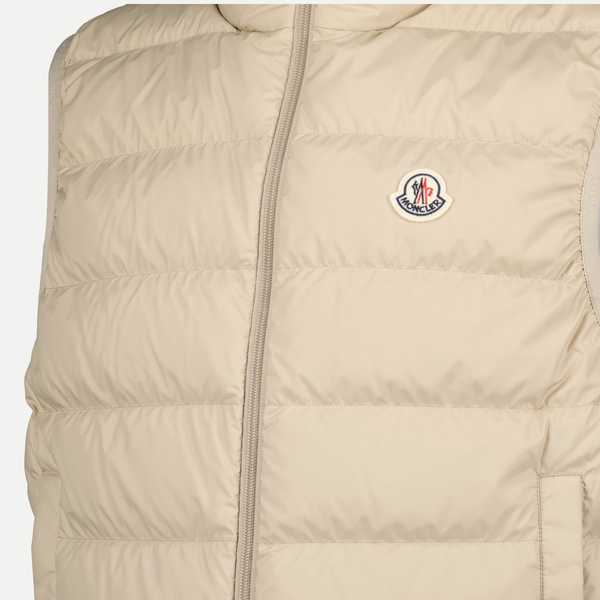 sleeveless vest, Contrin beige, Moncler, double zip, autumn-winter