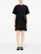 Image of Printed Black T-Shirt Dress by Mm6 for Women - Season Spring-Summer 2025 - Model view 1