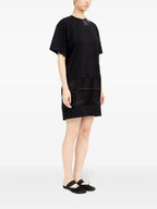 Image of Printed Black T-Shirt Dress by Mm6 for Women - Season Spring-Summer 2025 - Model view 2