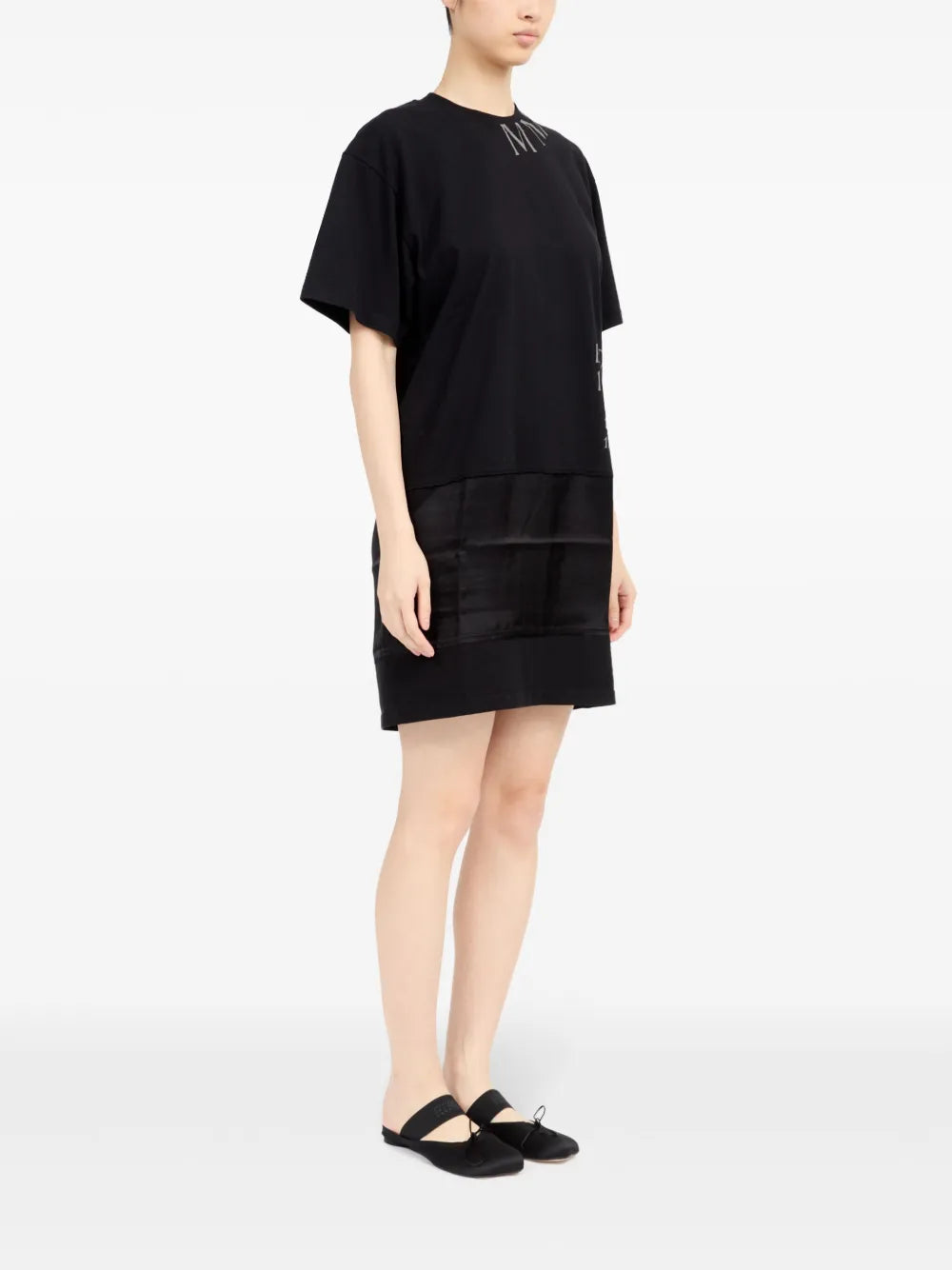 Black T-shirt Dress, Printed Dress, MM6 Collection, Oversized Style, Spring-Summer Fashion