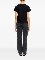 MM6 Numeric T-shirt, Black Fringed T-shirt, Cropped Cotton T-shirt, Designer T-shirts 2025, Chic Black Tops