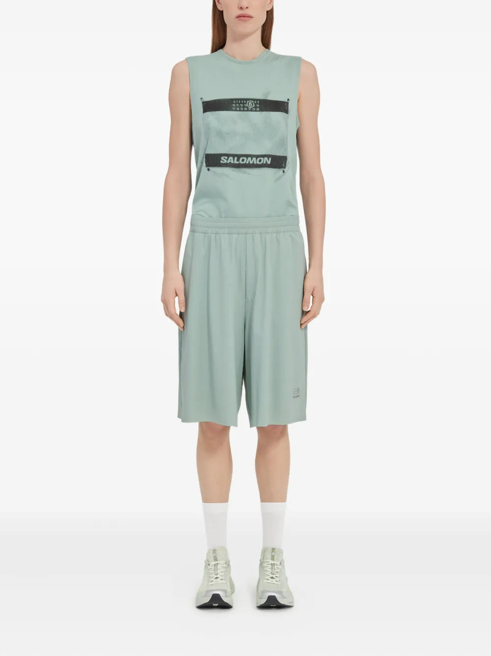 MM6 shorts, green sports shorts, oversized fit, nylon shorts, Spring-Summer collection