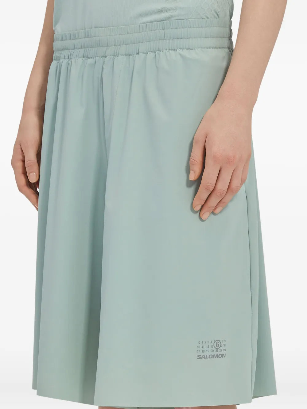 MM6 shorts, green sports shorts, oversized fit, nylon shorts, Spring-Summer collection