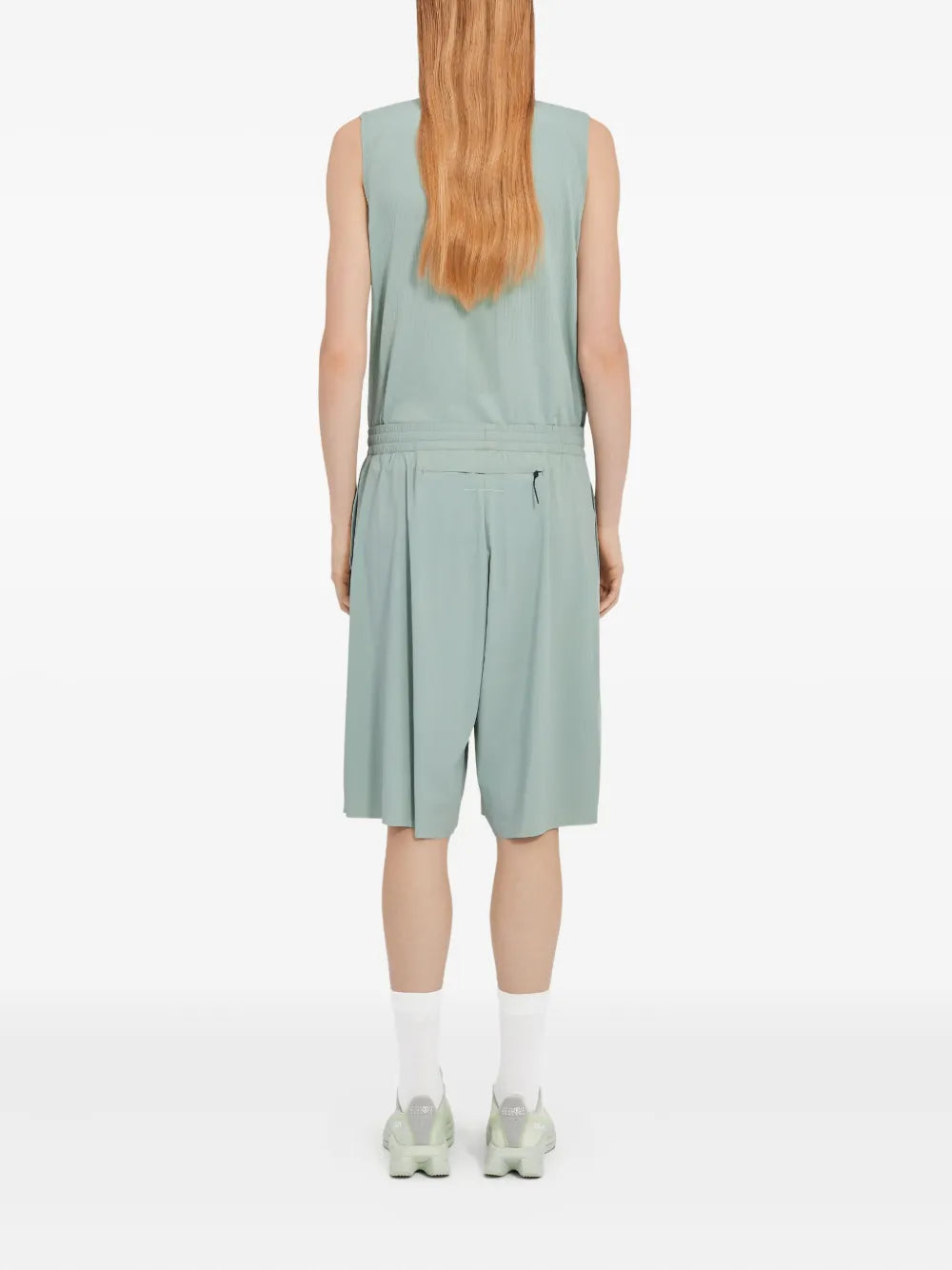 MM6 shorts, green sports shorts, oversized fit, nylon shorts, Spring-Summer collection