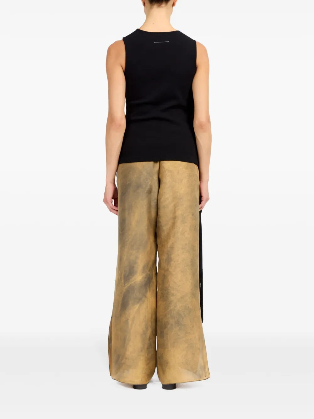 black fringed t-shirt, MM6 fashion, cotton t-shirt, spring summer 2025, fringe detail