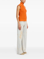 Image of Ribbed Design Zip Vest by Mm6 for Women - Season Spring-Summer 2025 - Model view 2