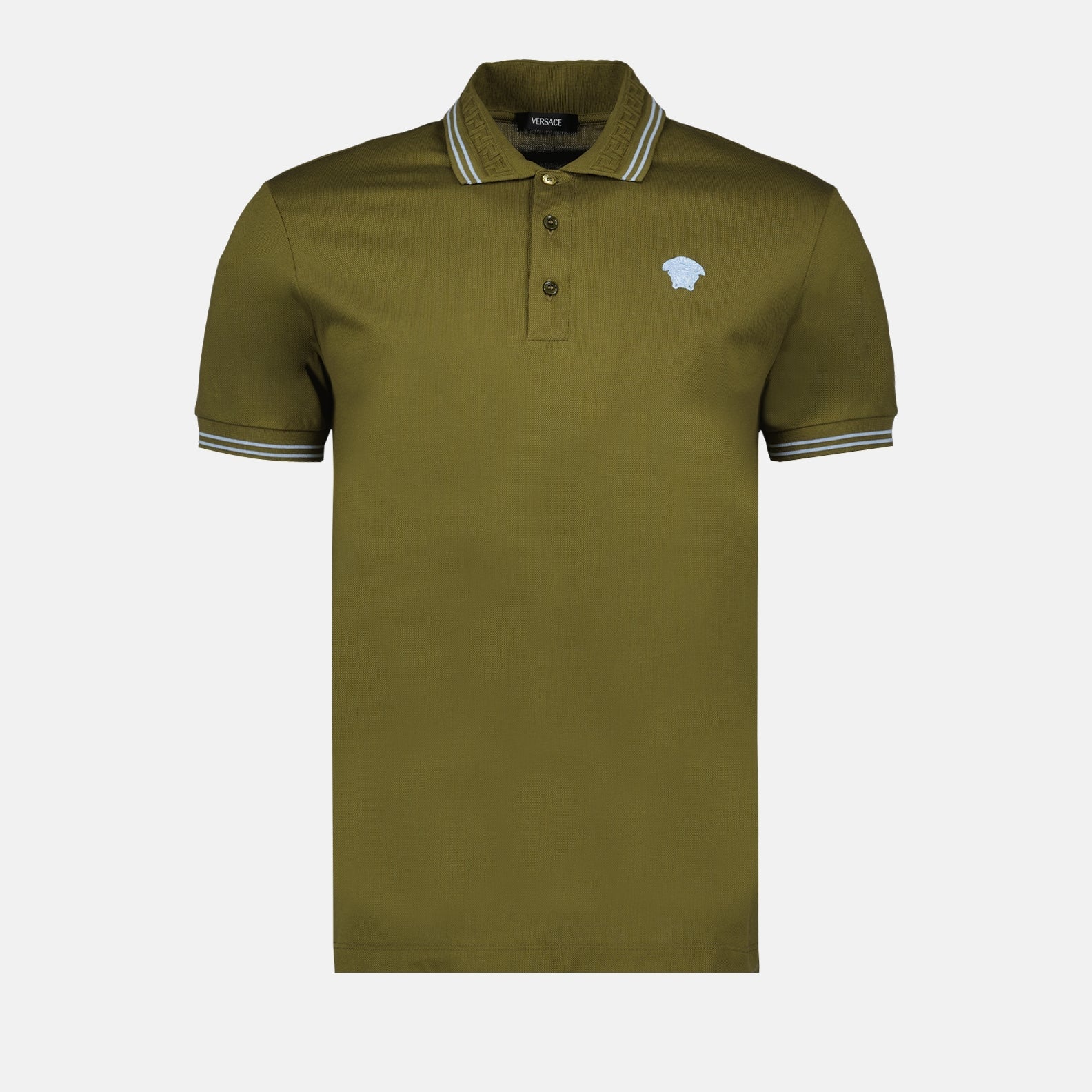 Khaki Cotton Polo Shirt Versace Men WE IN STYLE