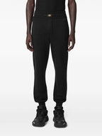 cashmere pants, wide leg pants, black jogging trousers, Medusa Biggie finishes, side pockets