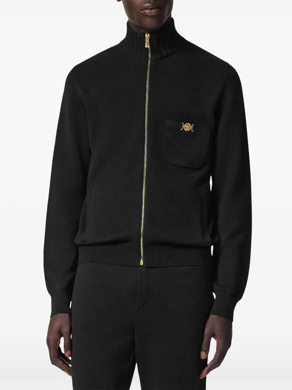 Cashmere jacket, Versace jacket, black zip jacket, luxury outerwear, men's cashmere clothing