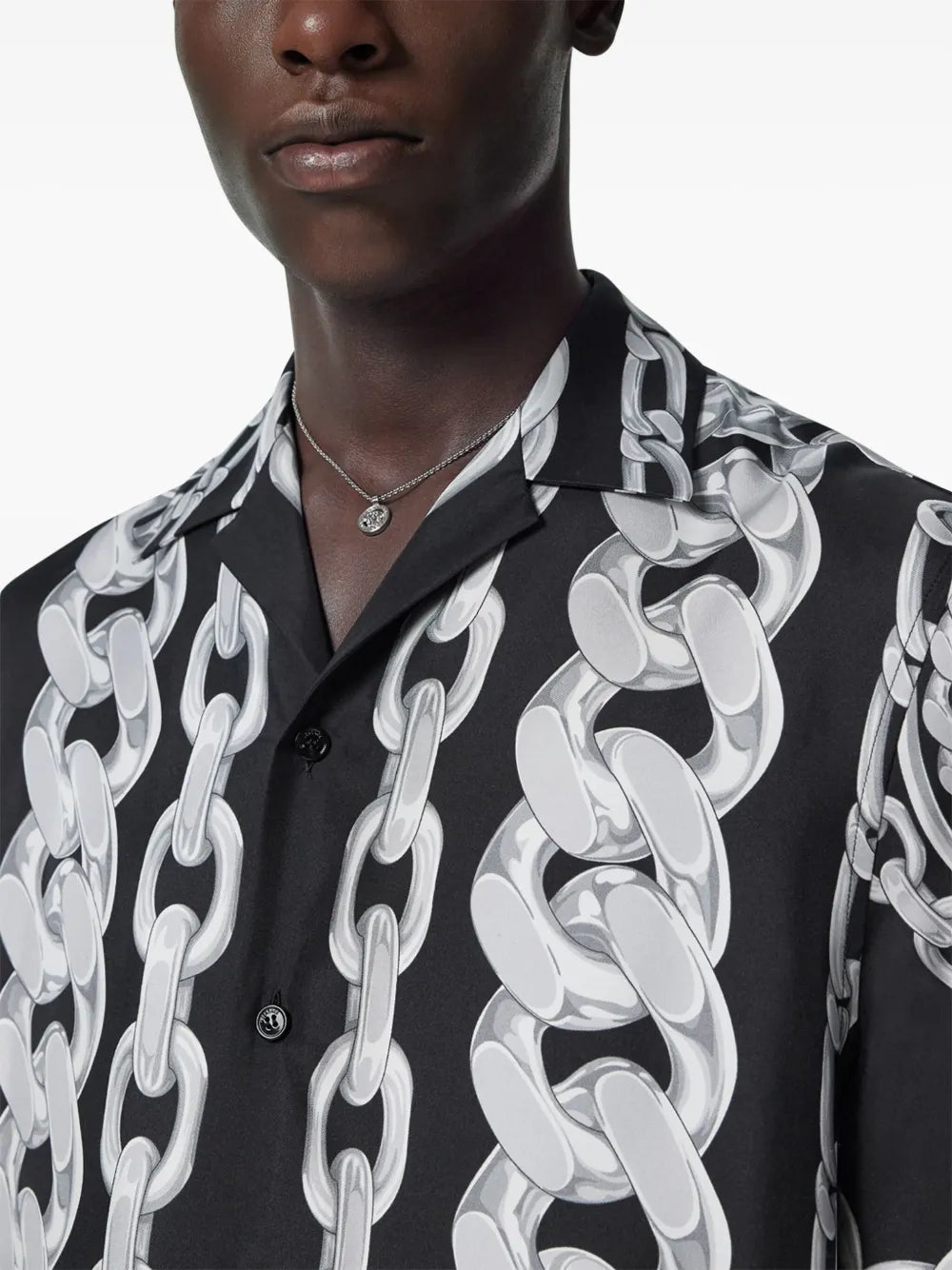 Medusa Chains, Silk Shirt, Spring-Summer 2025, Bicolor Design, Versace