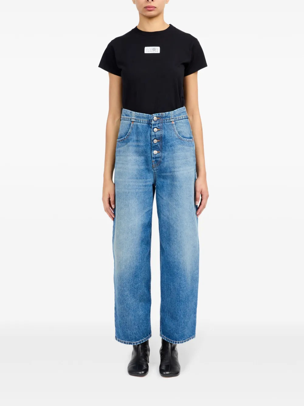 Image of High-Waisted Denim Jeans by Mm6 for Women - Season Autumn-Winter 2025 - Back View