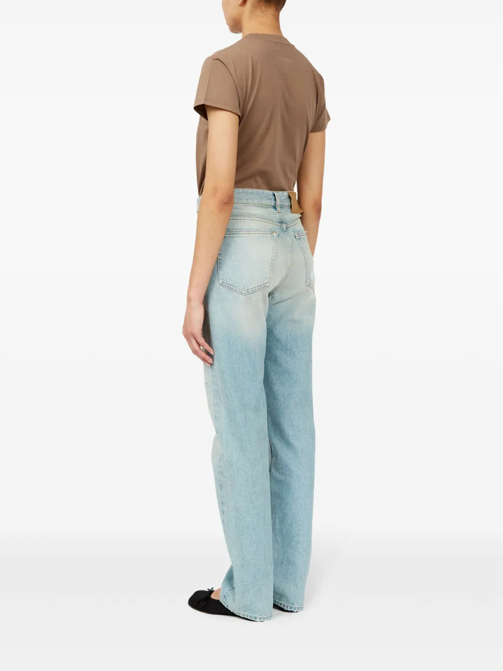 MM6 jeans, Patchwork denim, Straight fit jeans, Distressed denim, Adhesive band jeans