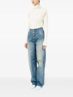 Image of Worn Straight Jeans by Mm6 for Women - Season Spring-Summer 2025 - Model view 2