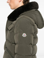 Image of Olive Green Puffer Jacket with Logo by Moncler for Men - Season Autumn-Winter 2024 - Detail View 7