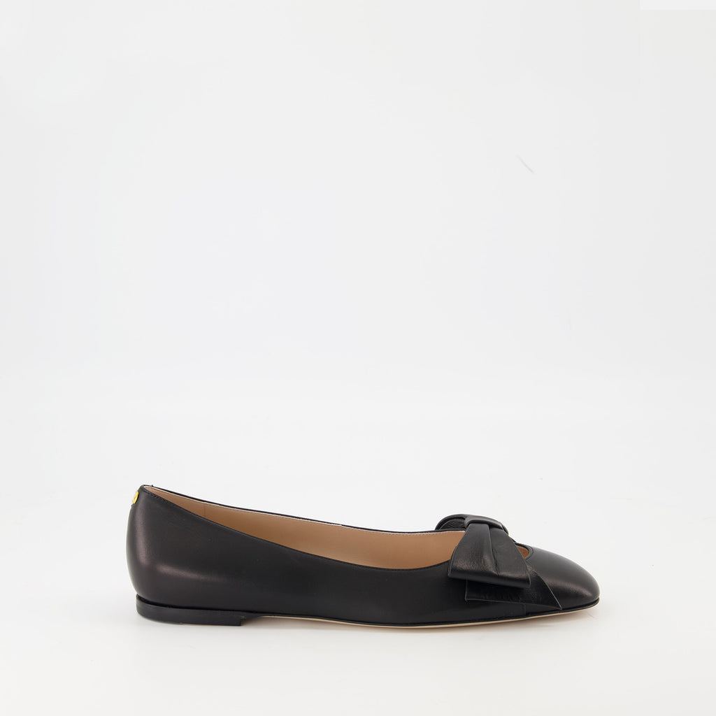 Valentino ballerinas, Bowow design, black goatskin flats, VLogo Signature, luxury footwear