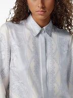 Grey Silk Shirt, La Coupe des Dieux, Versace Shirt, Silk Blouse, Medusa Detail