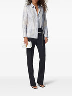 Grey Silk Shirt, La Coupe des Dieux, Versace Shirt, Silk Blouse, Medusa Detail