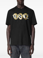 Versace T-shirt, maxi chain print, black T-shirt, logo shirt, cotton T-shirt