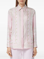 silk shirt, Versace, pink shirt, Chain print, women's fashion