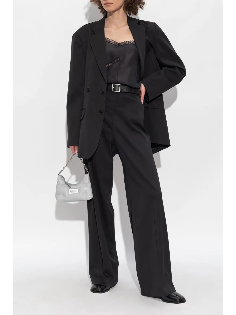 Silk lace top, Asymmetric neckline, MM6 top, Adjustable straps, Spring-Summer fashion