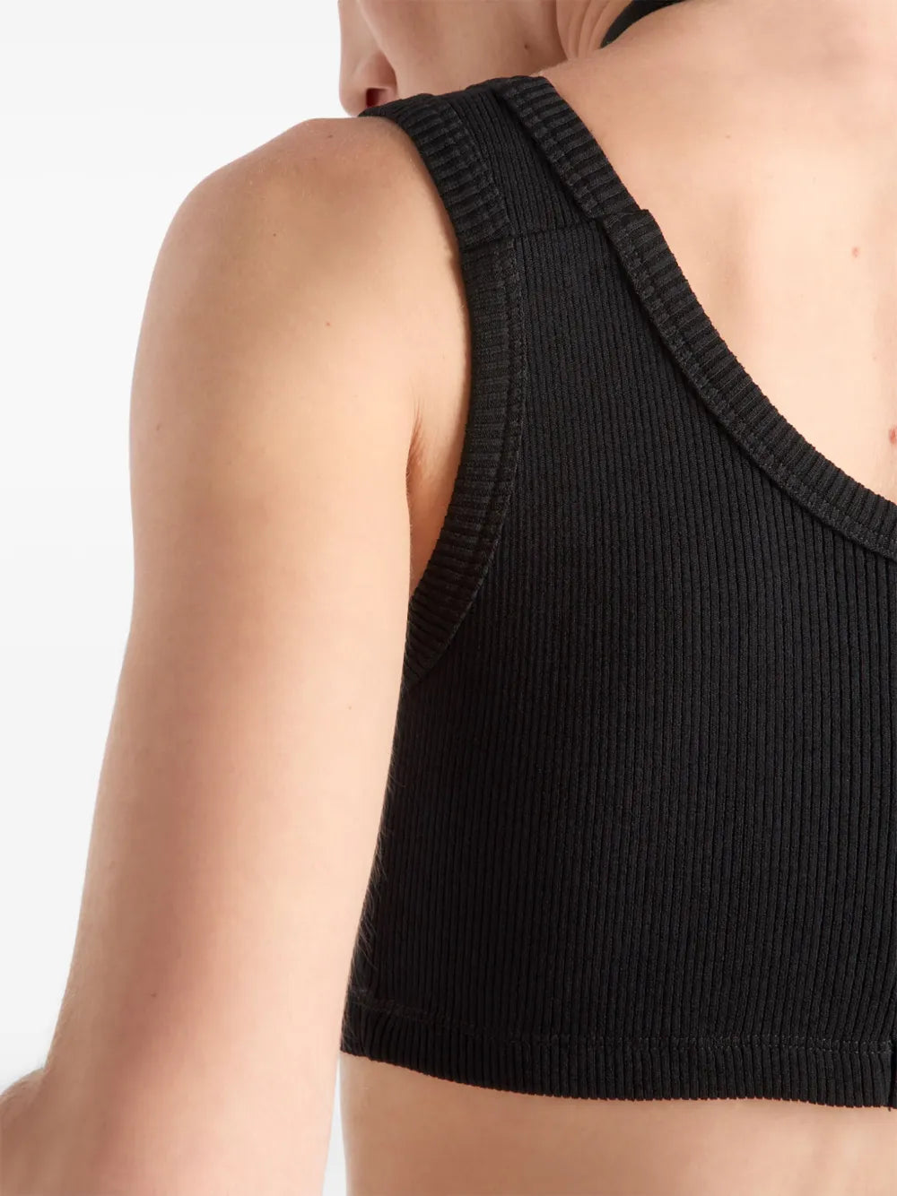 black logo bralette, viscose jersey, enamel logo, ribbed edges, spring-summer collection