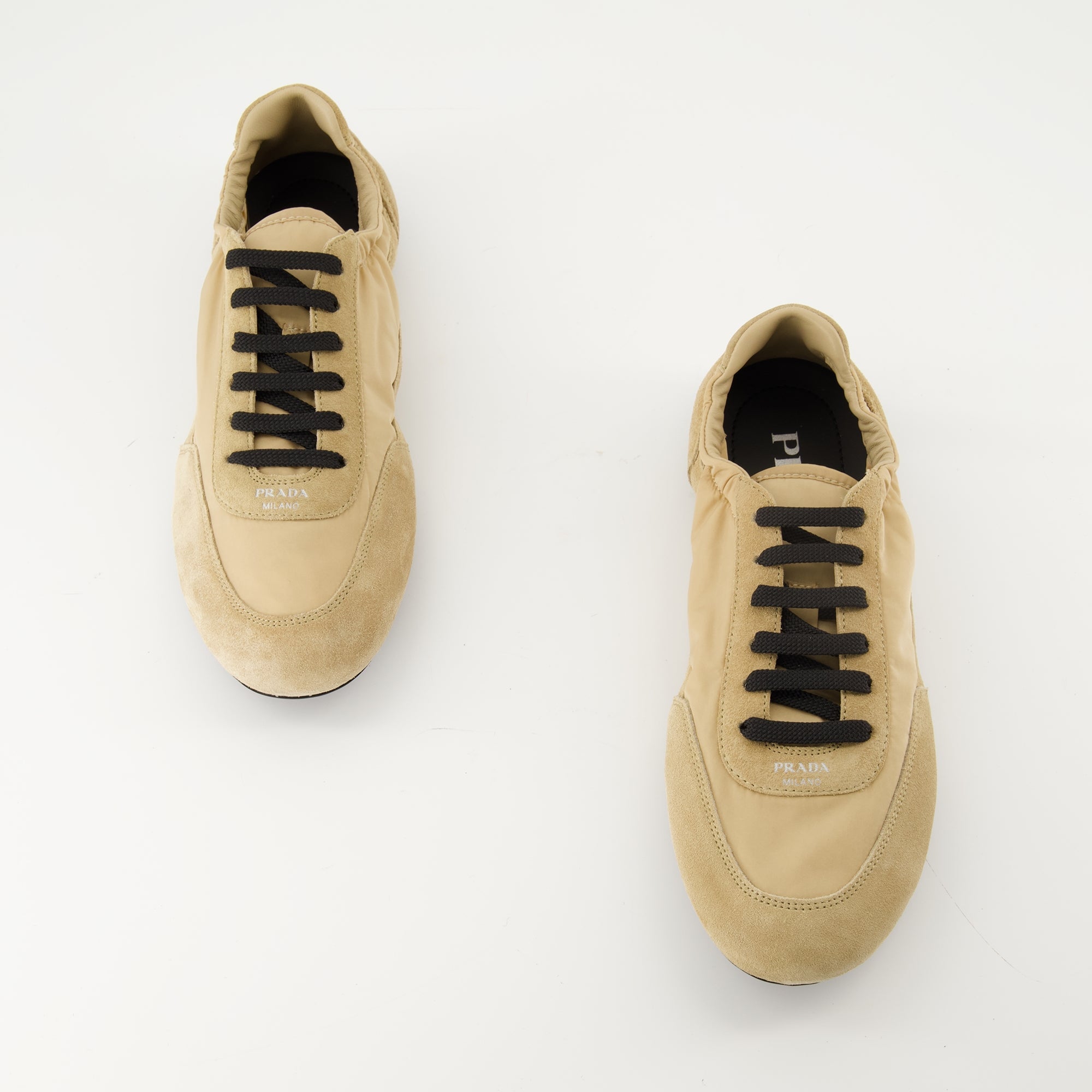 Prada sneakers, Collapse beige sneaker, Re-nylon sneakers, luxury footwear, designer shoes
