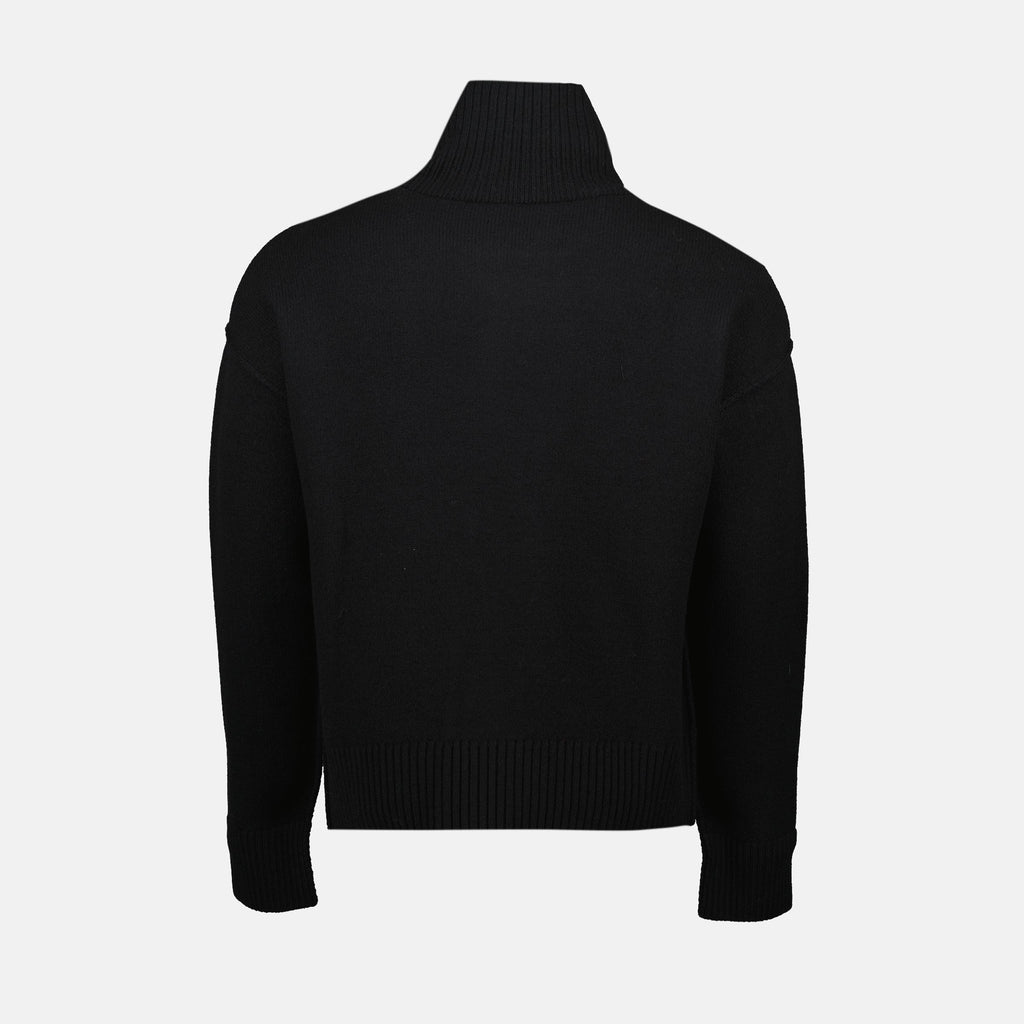 black sweater, Ami de Coeur, knitwear, wool sweater, unisex fashion