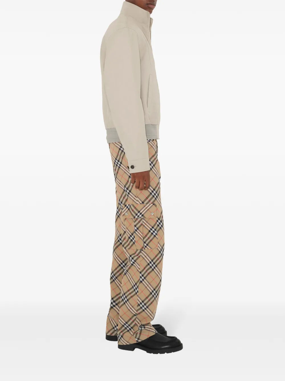 checkered trousers, straight-leg design, Burberry trousers, cotton linen blend, vintage-inspired fashion