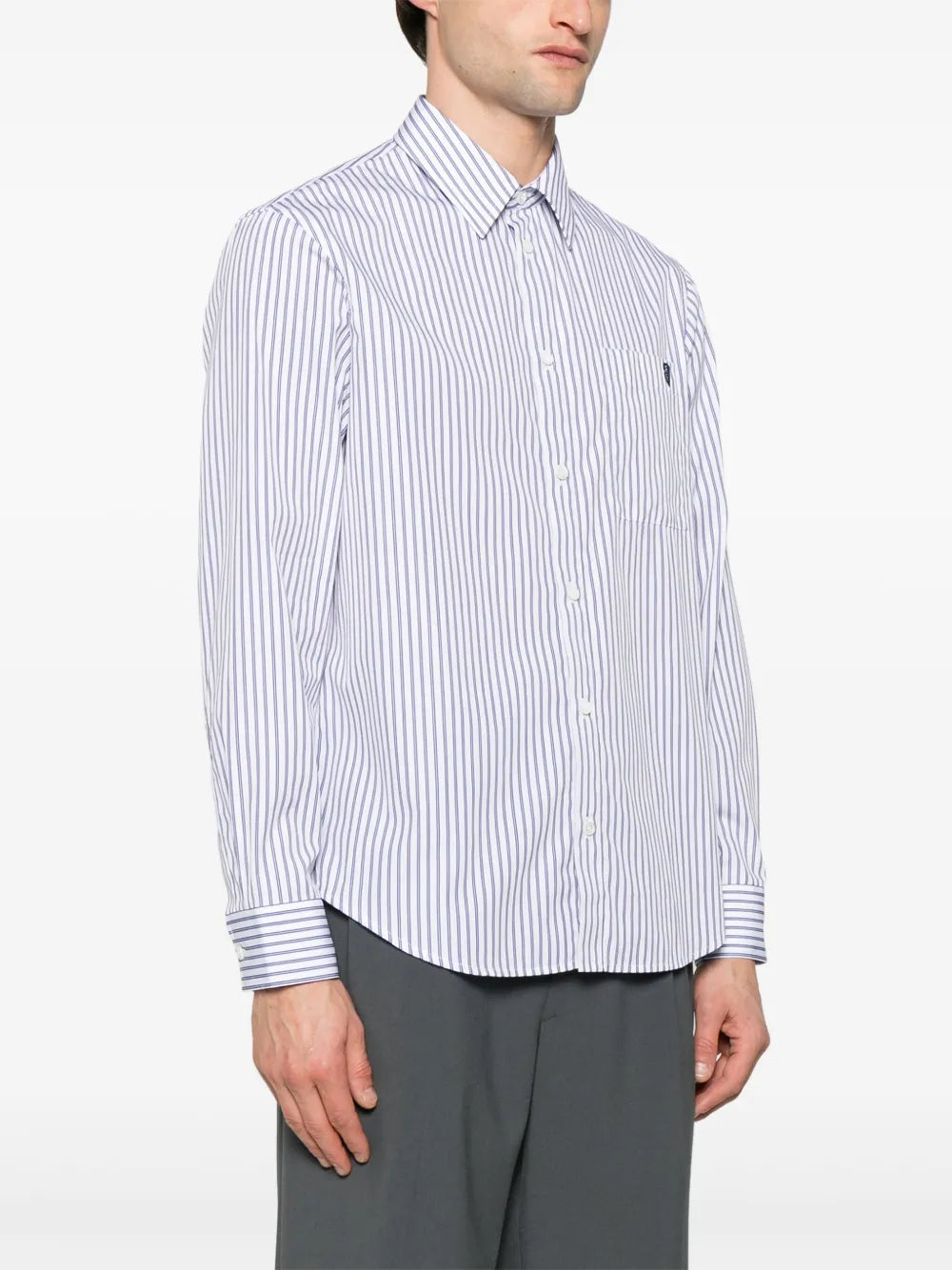 Burberry shirt, striped shirt, cotton shirt, blue and white shirt, classic collar shirt