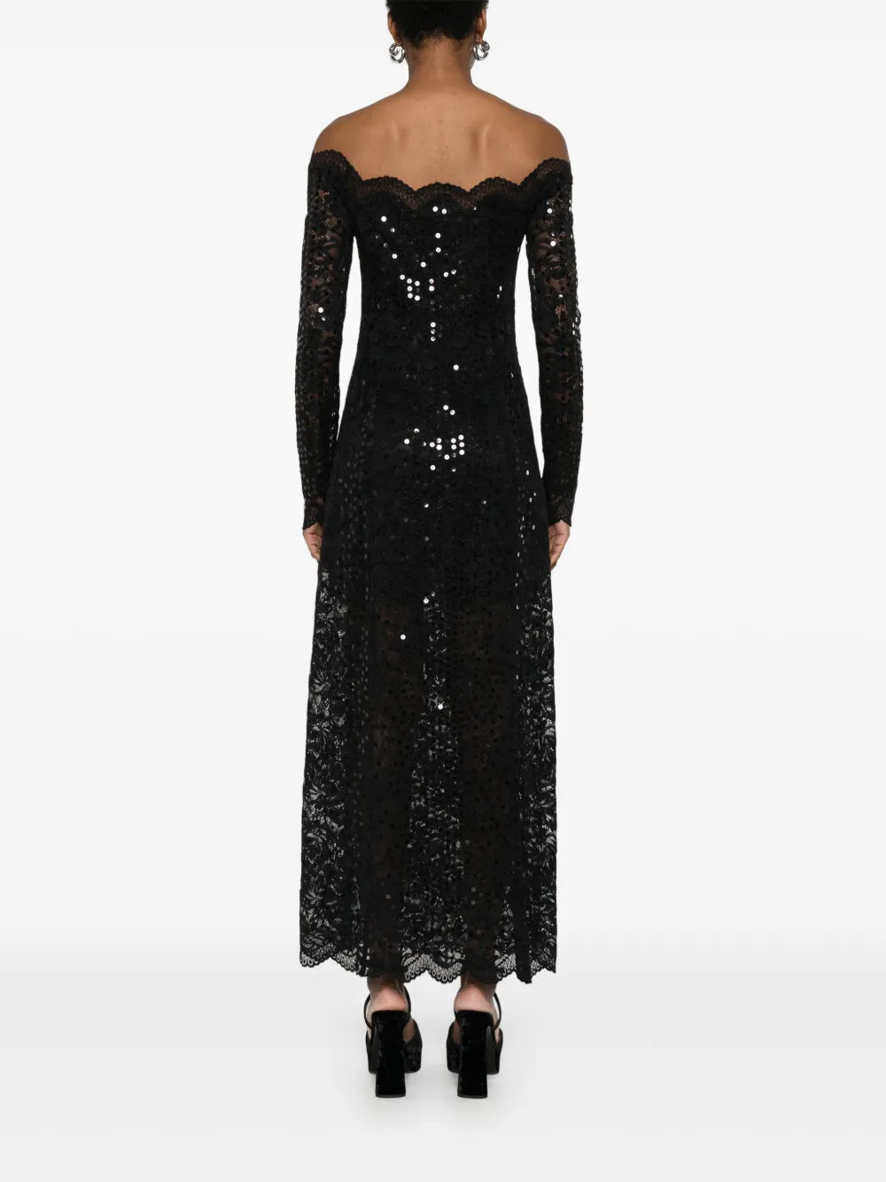 블랙 레이스 롱 드레스