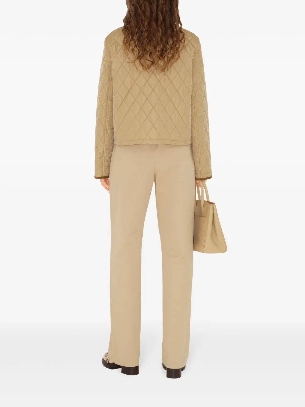 beige quilted jacket, Burberry jacket, women's outerwear, fashion jacket, lightweight jacket