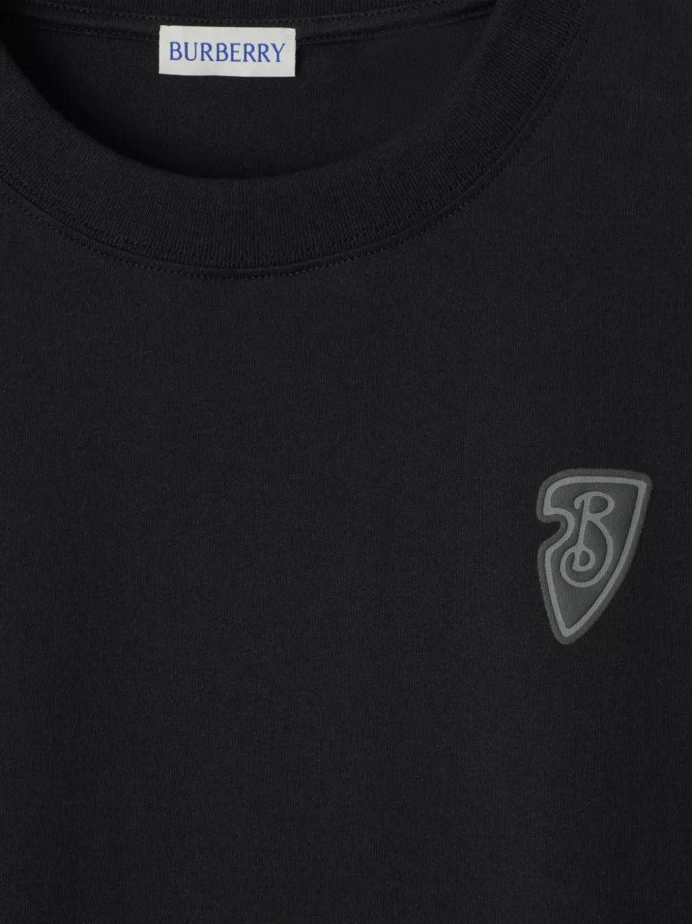 Cavalier Noir T-shirt, Burberry T-shirt, embroidered logo, black cotton T-shirt, textured design