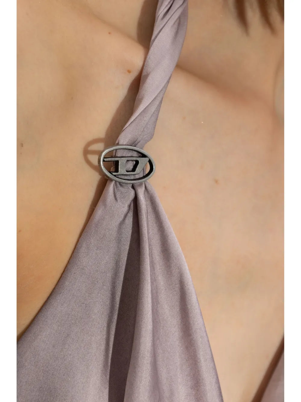 draped midi dress, Diesel dress, pink pale dress, cupro modal dress, V-neck sleeveless dress