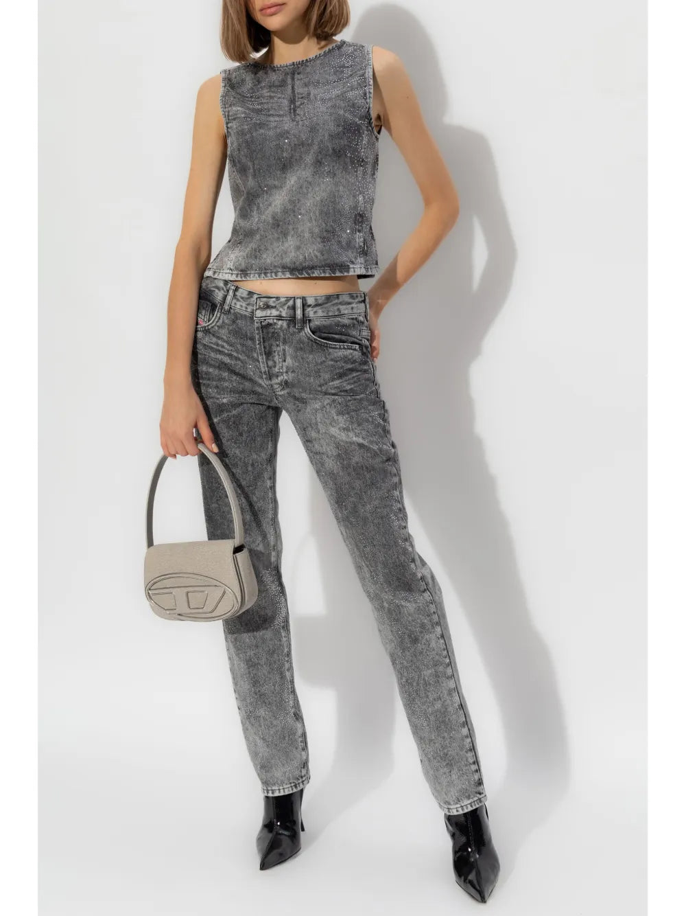 Denim top, Strass embellishment, Diesel collection, Spring-Summer 2025, Cropped design