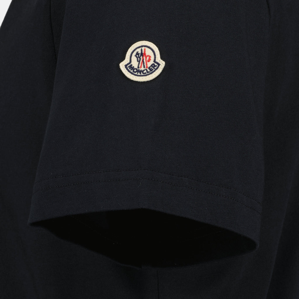 T-shirt en coton brodé bleu marine