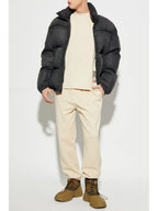 로고 자수가 있는 베이지 조깅 팬츠