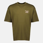 Image of Kaki Slogan T-Shirt by Drole De Monsieur for Men - Season Autumn-Winter 2025 - Front View