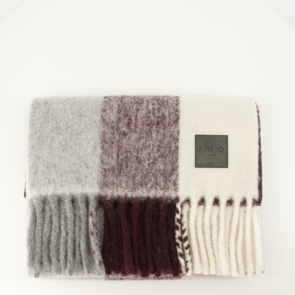 checkered scarf, Iro scarf, alpaca blend accessory, fringed edge scarf, Autumn Winter fashion