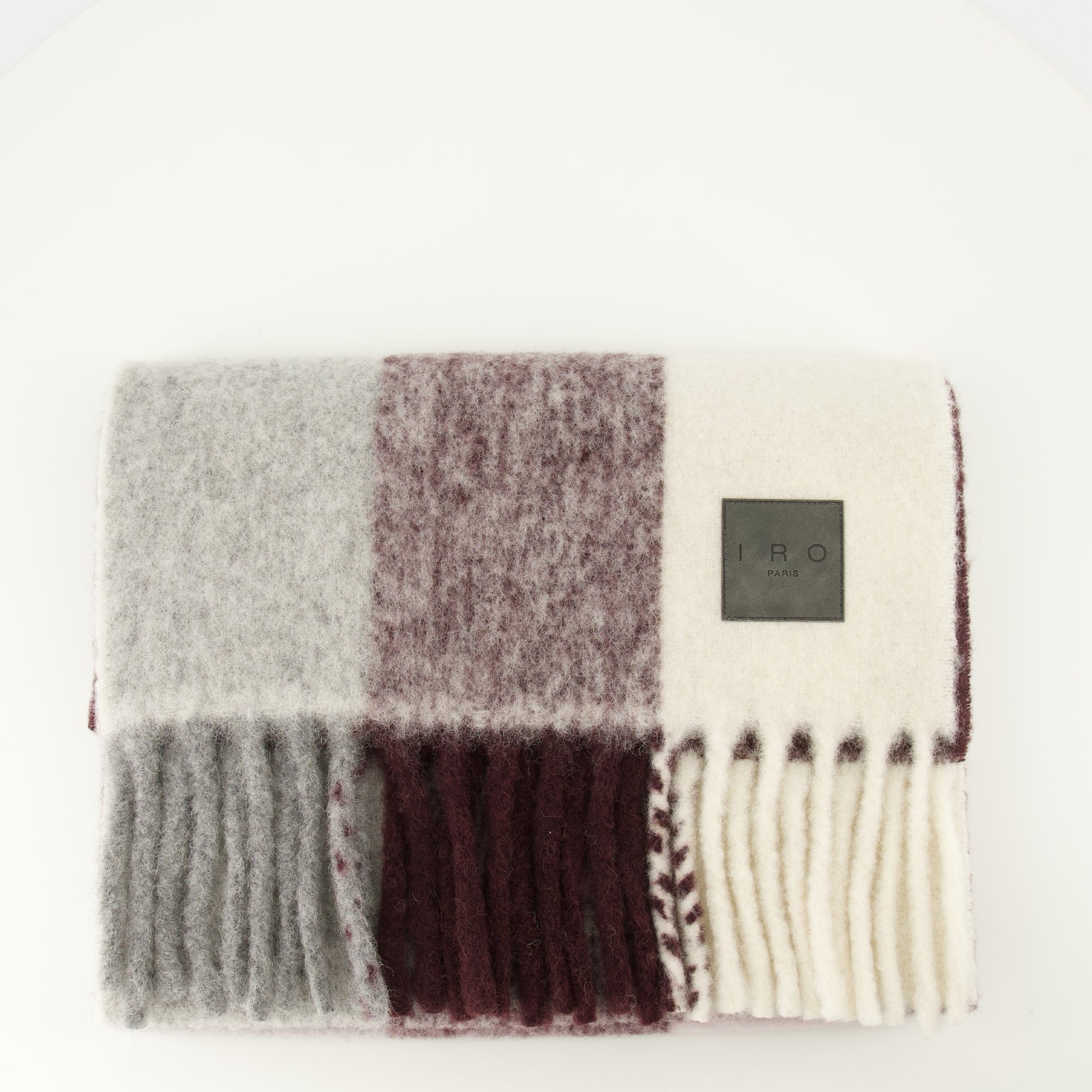 checkered scarf, Iro scarf, alpaca blend accessory, fringed edge scarf, Autumn Winter fashion