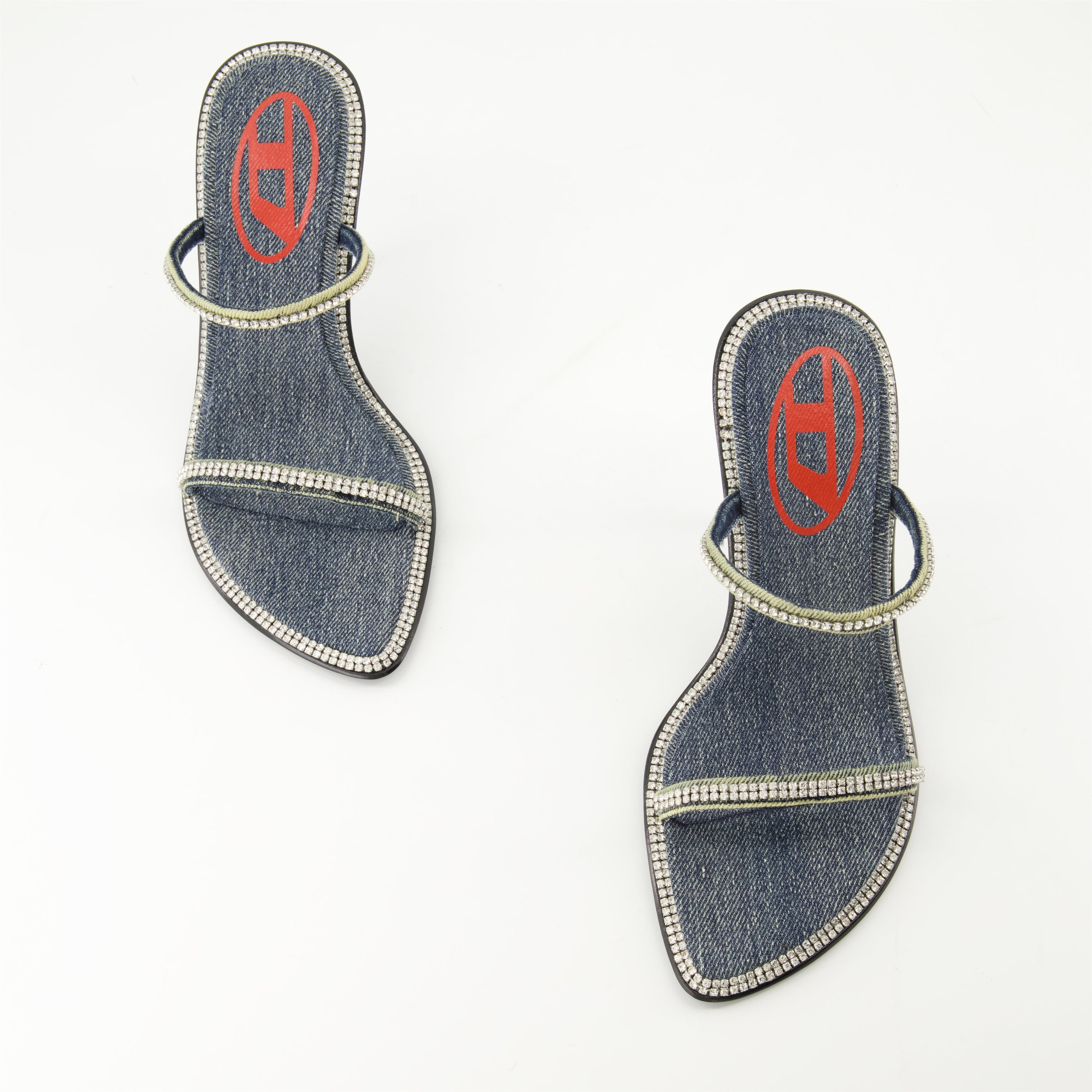 D-havanna Sdl sandals, denim sandals, blue platform sandals, crystal embellished sandals, summer footwear
