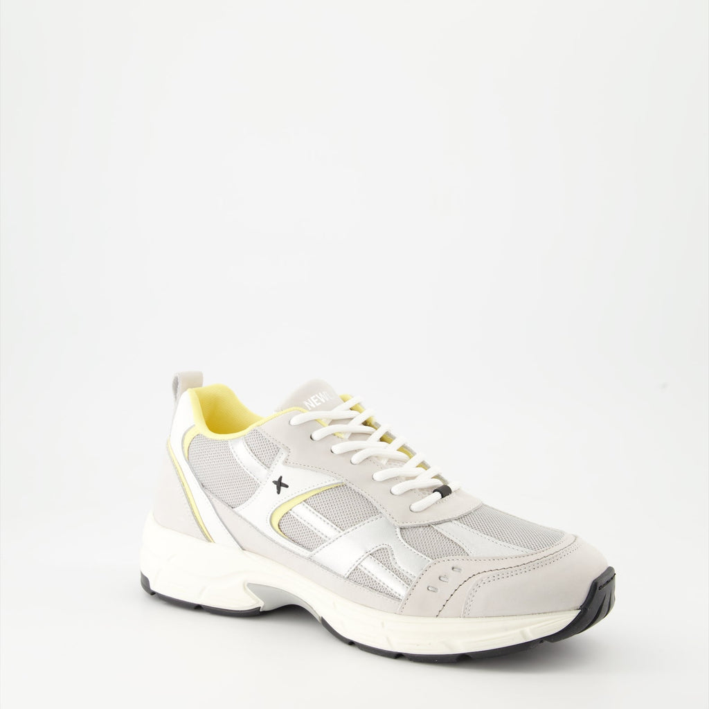 luxury sneakers, grey-yellow sneakers, premium footwear, designer sneakers, New Lab collection
