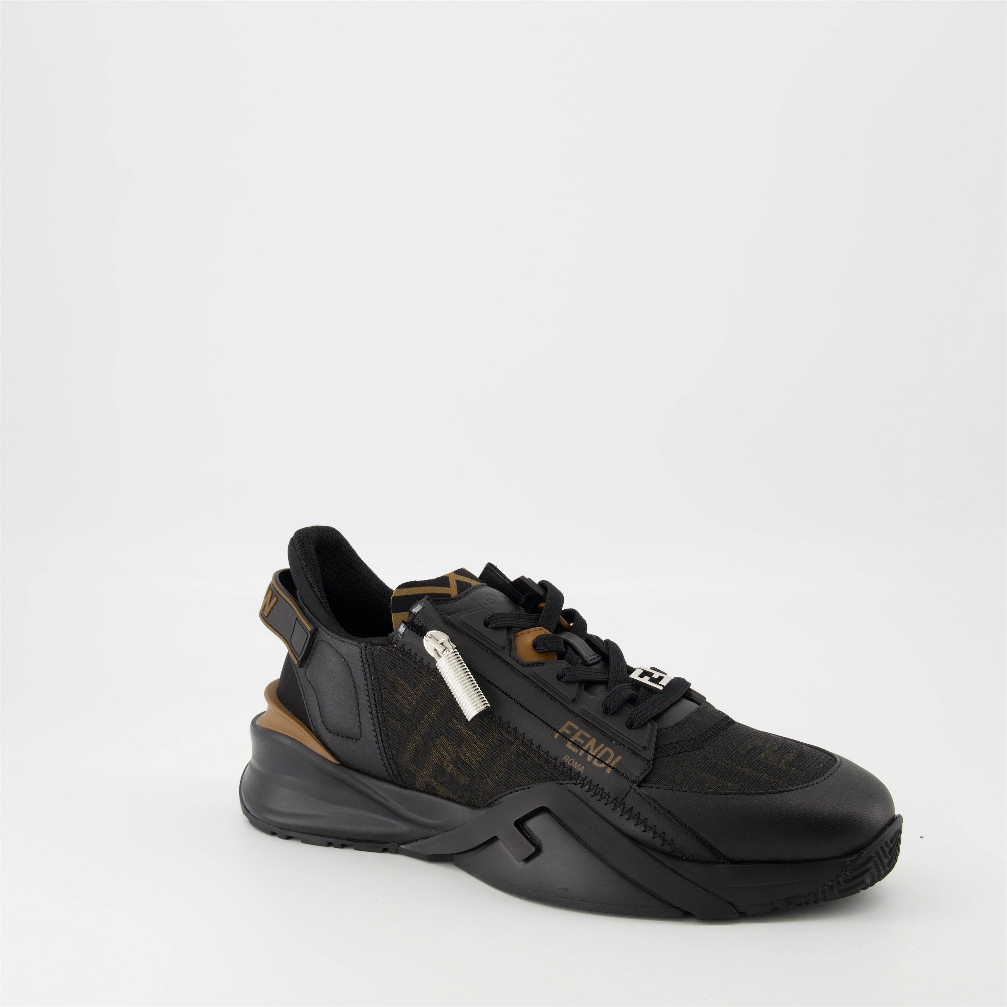 Fendi Flow sneakers, black sneakers, men's designer shoes, luxury footwear, stylish sneakers