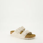 Arizona slides, suede footwear, beige slides, molded sole, autumn collection