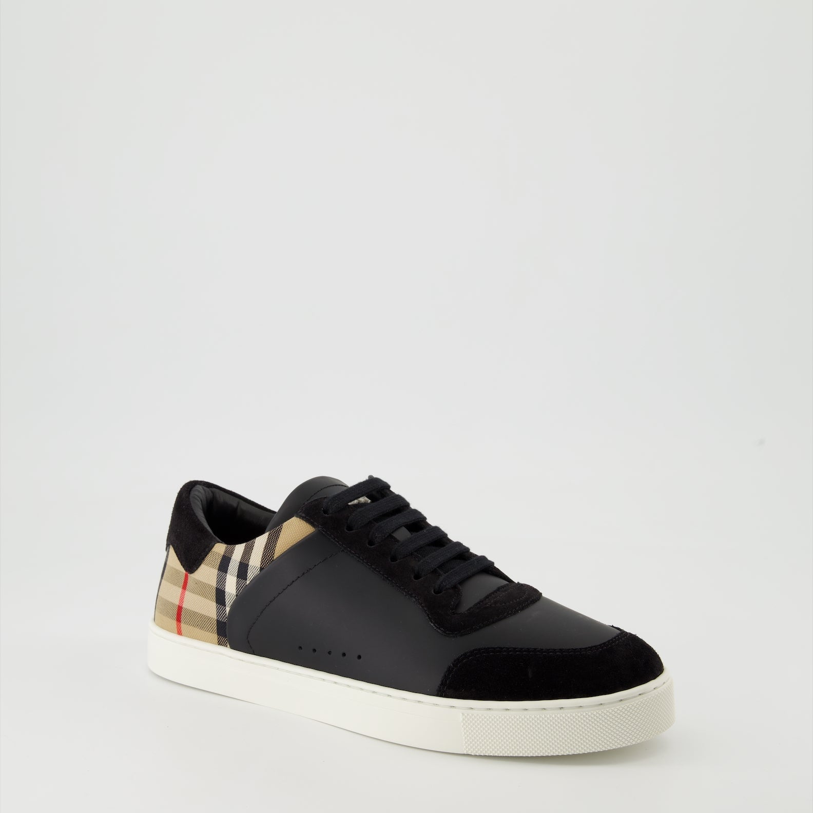 leather sneakers, suede sneakers, Burberry shoes, luxury footwear, black sneakers