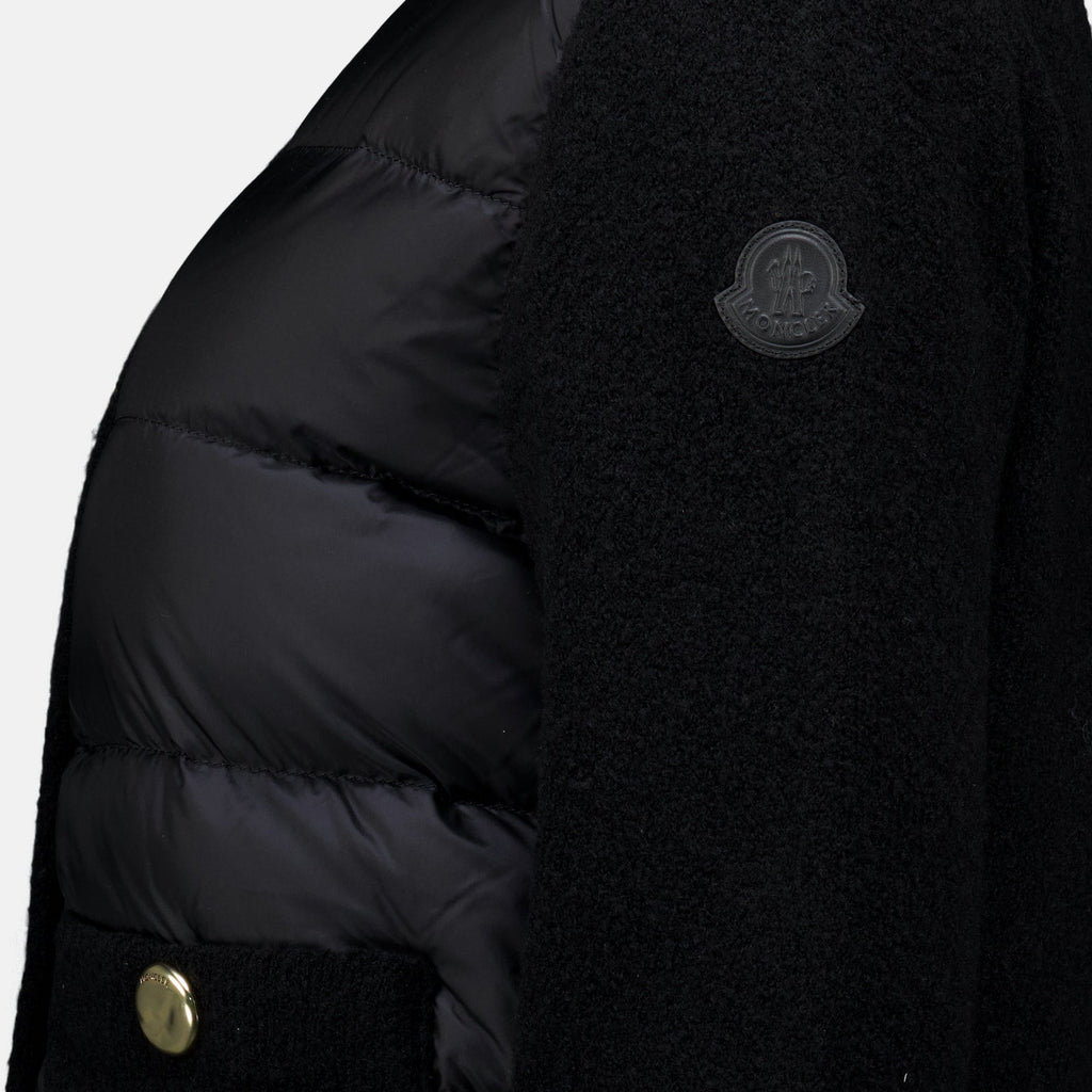 Black Bi-Material Cardigan
