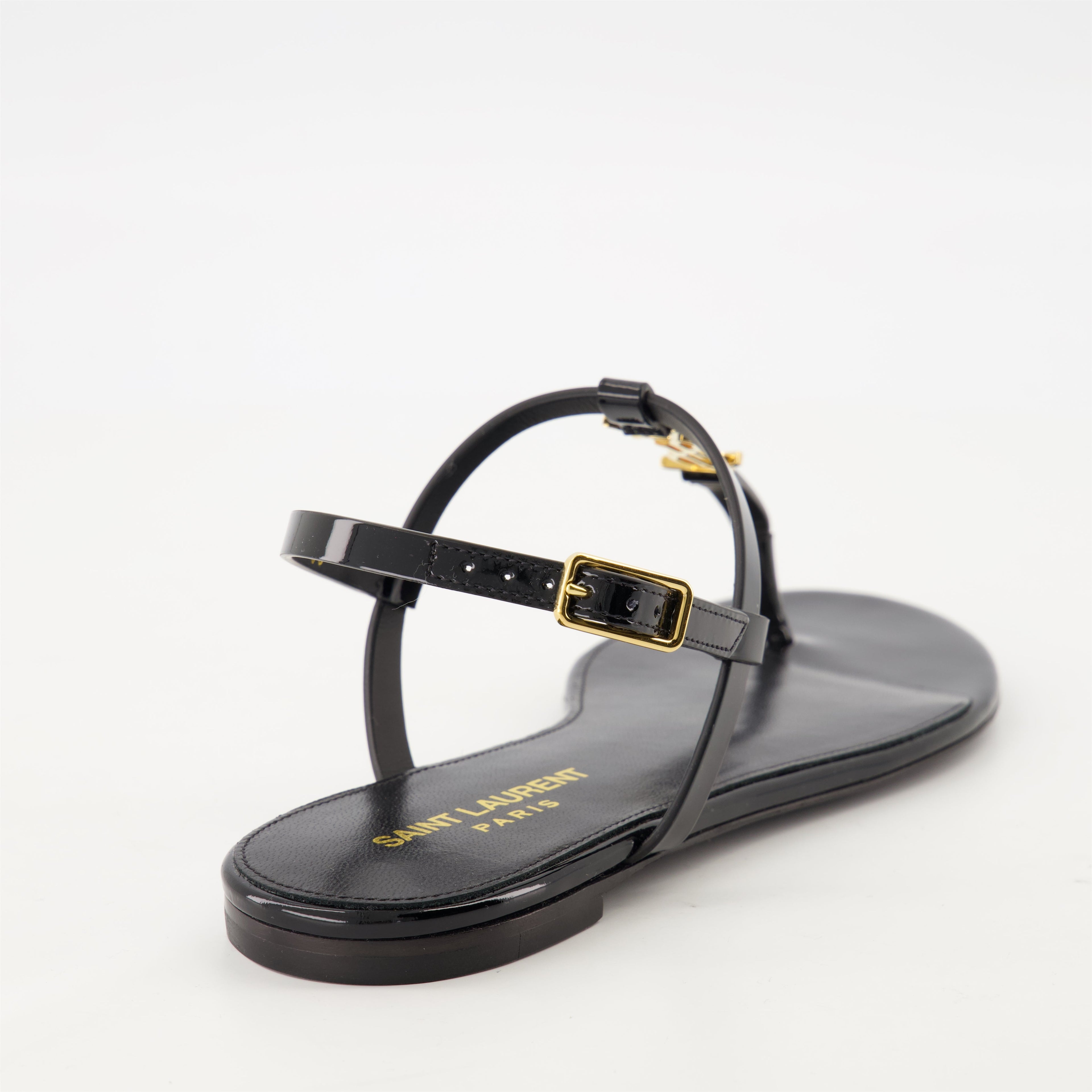 Image of Cassandre Patent Leather Sandals by Saint Laurent for Women - Season Autumn-Winter 2024 - Back View