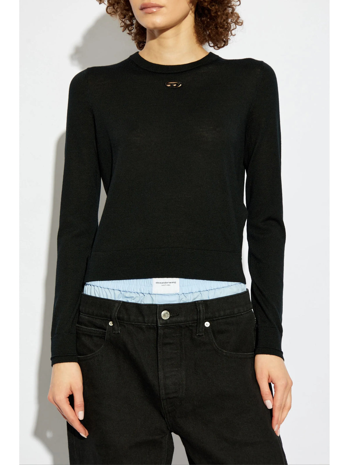 Image of M-Alinesa Black Sweater by Diesel for Women - Season Spring-Summer 2026 - Model View 2