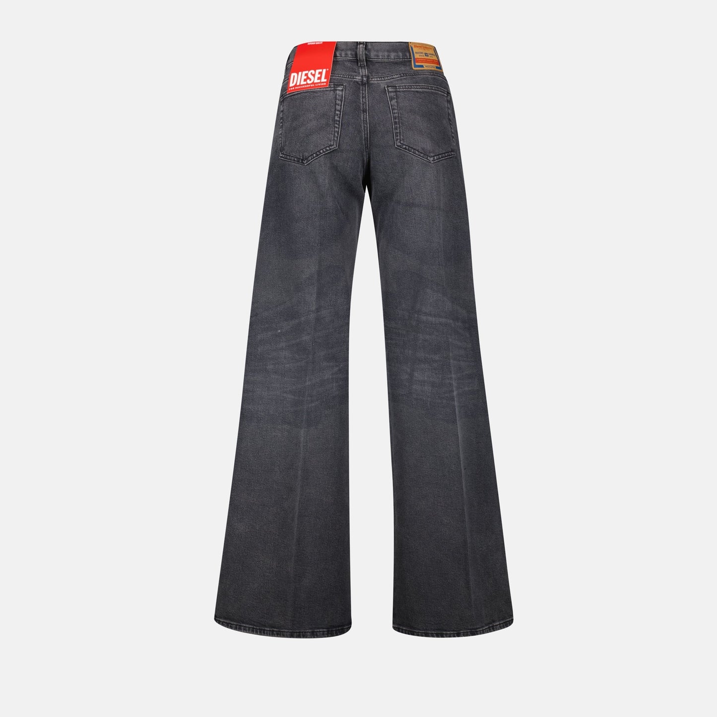 Diesel jeans, wide cut jeans, black denim, relaxed fit, five-pocket design