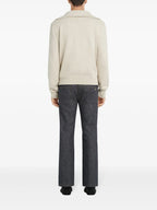 beige zip-neck sweater, Courrèges sweater, Spring-Summer collection, men's fashion, polo sweater